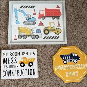Construction Vehicle Wall Art Set